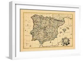 1710, A correct map of Spain and Portugal according to the newest observations-null-Framed Giclee Print