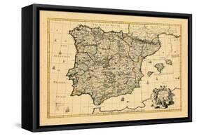1710, A correct map of Spain and Portugal according to the newest observations-null-Framed Stretched Canvas