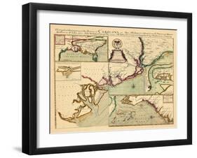 1711, Carolina, A complete description of the province of Carolina in 3 parts, North Carolina-null-Framed Giclee Print