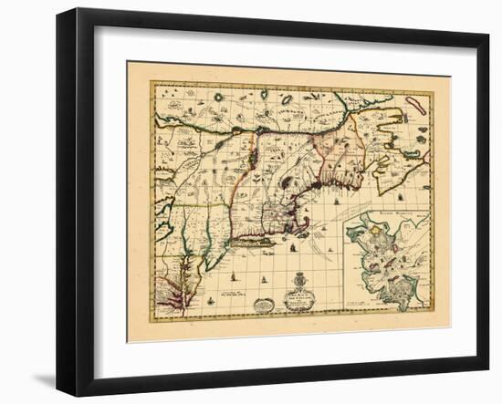 1714, Connecticut, Maine, Massachusetts, New Hampshire, Rhode Island, Vermont, Maryland, New York-null-Framed Giclee Print