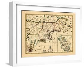 1714, Connecticut, Maine, Massachusetts, New Hampshire, Rhode Island, Vermont, Maryland, New York-null-Framed Giclee Print