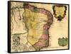 1719 Map of Brazil, Showing Geographic Definition on the Coast-null-Framed Stretched Canvas