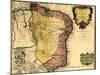 1719 Map of Brazil, Showing Geographic Definition on the Coast-null-Mounted Art Print