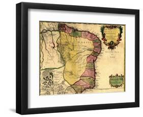 1719 Map of Brazil, Showing Geographic Definition on the Coast-null-Framed Art Print