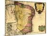 1719 Map of Brazil, Showing Geographic Definition on the Coast-null-Mounted Art Print