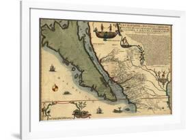 1720 Map of Baja California and Northwest Mexico, Showing California as an Island-null-Framed Art Print