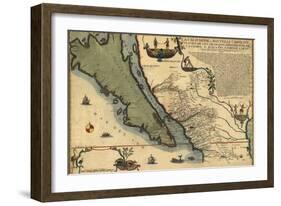 1720 Map of Baja California and Northwest Mexico, Showing California as an Island-null-Framed Art Print