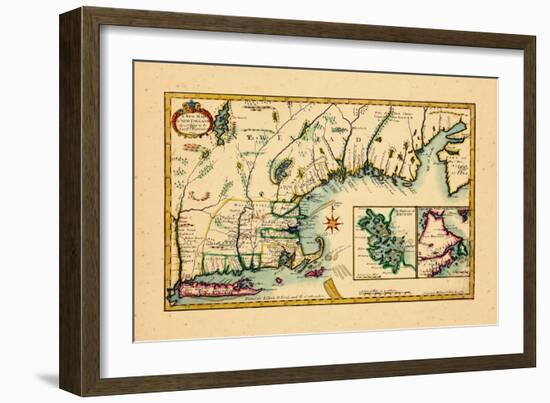 1720, New England, Connecticut, Maine, Massachusetts, New Hampshire, Rhode Island, Vermont-null-Framed Giclee Print