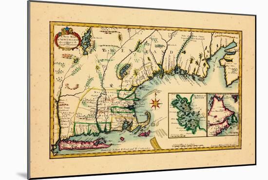 1720, New England, Connecticut, Maine, Massachusetts, New Hampshire, Rhode Island, Vermont-null-Mounted Giclee Print