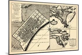 1720, New Orleans Bird's Eye View, Louisiana, United States-null-Mounted Giclee Print