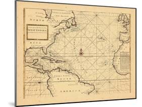 1721, Chart, West Indies, Brazil, North America, Atlantic Ocean-null-Mounted Giclee Print