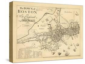 1722, Boston Captain John Bonner Survey Reprinted 1867, Massachusetts, United States-null-Stretched Canvas