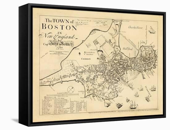 1722, Boston Captain John Bonner Survey Reprinted 1867, Massachusetts, United States-null-Framed Stretched Canvas