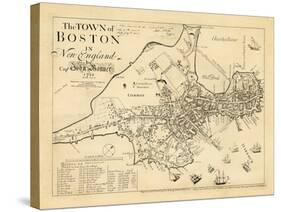 1722, Boston Captain John Bonner Survey Reprinted 1867, Massachusetts, United States-null-Stretched Canvas