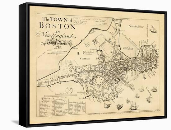 1722, Boston Captain John Bonner Survey Reprinted 1867, Massachusetts, United States-null-Framed Stretched Canvas