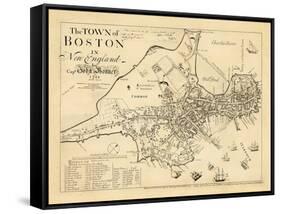 1722, Boston Captain John Bonner Survey Reprinted 1867, Massachusetts, United States-null-Framed Stretched Canvas