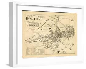 1722, Boston Captain John Bonner Survey Reprinted 1867, Massachusetts, United States-null-Framed Giclee Print