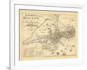 1722, Boston Captain John Bonner Survey Reprinted 1867, Massachusetts, United States-null-Framed Giclee Print