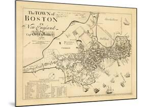 1722, Boston Captain John Bonner Survey Reprinted 1867, Massachusetts, United States-null-Mounted Giclee Print