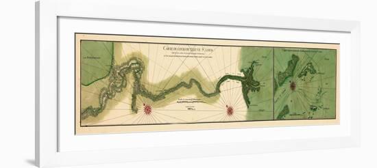 1732, Mississipi River Chart New Orleans to the Gulf, Mississippi, United States-null-Framed Giclee Print