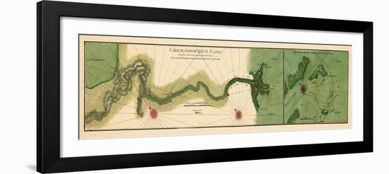 1732, Mississipi River Chart New Orleans to the Gulf, Mississippi, United States-null-Framed Giclee Print