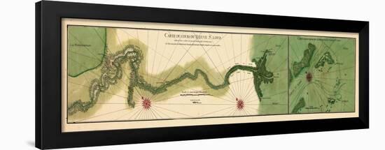 1732, Mississipi River Chart New Orleans to the Gulf, Mississippi, United States-null-Framed Giclee Print