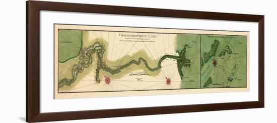 1732, Mississipi River Chart New Orleans to the Gulf, Mississippi, United States-null-Framed Giclee Print
