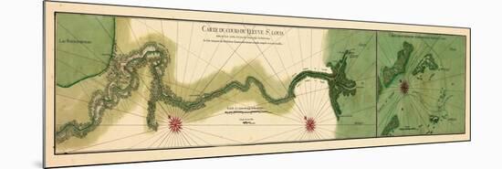 1732, Mississipi River Chart New Orleans to the Gulf, Mississippi, United States-null-Mounted Giclee Print