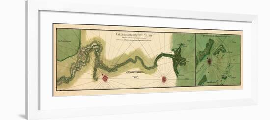 1732, Mississipi River Chart New Orleans to the Gulf, Mississippi, United States-null-Framed Premium Giclee Print