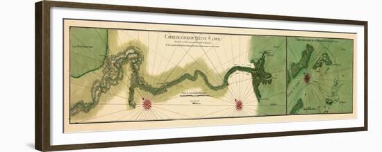 1732, Mississipi River Chart New Orleans to the Gulf, Mississippi, United States-null-Framed Premium Giclee Print