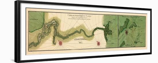 1732, Mississipi River Chart New Orleans to the Gulf, Mississippi, United States-null-Framed Premium Giclee Print