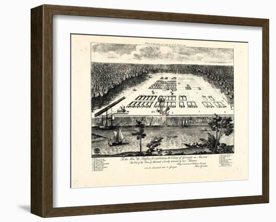 1734, Savannah Bird's Eye View, Georgia, United States-null-Framed Giclee Print