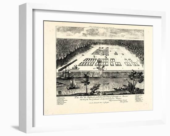 1734, Savannah Bird's Eye View, Georgia, United States-null-Framed Giclee Print