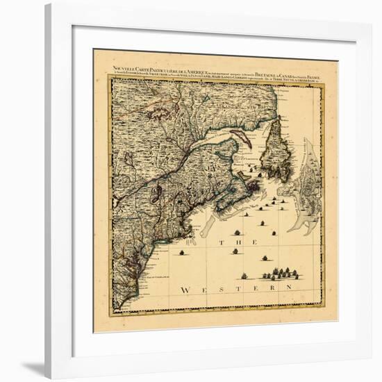 1741, Connecticut, Maine, Massachusetts, New Brunswick, Newfoundland and Labrador, Nova Scotia-null-Framed Giclee Print