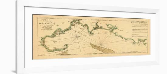 1763, New England Chart, Cape Cod to Casco Bay, Maine, Massachusetts, New Hampshire-null-Framed Giclee Print