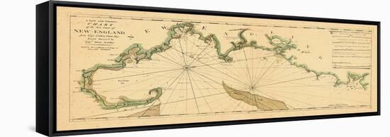 1763, New England Chart, Cape Cod to Casco Bay, Maine, Massachusetts, New Hampshire-null-Framed Stretched Canvas