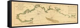 1763, New England Chart, Cape Cod to Casco Bay, Maine, Massachusetts, New Hampshire-null-Framed Stretched Canvas