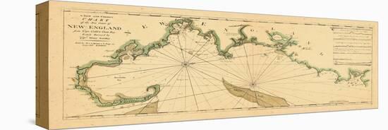 1763, New England Chart, Cape Cod to Casco Bay, Maine, Massachusetts, New Hampshire-null-Stretched Canvas