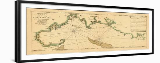 1763, New England Chart, Cape Cod to Casco Bay, Maine, Massachusetts, New Hampshire-null-Framed Premium Giclee Print