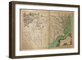 1770, North Carolina State Map with Landowner Names, North Carolina, United States-null-Framed Giclee Print