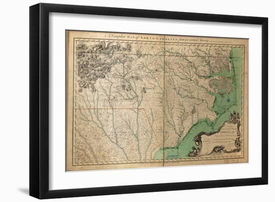 1770, North Carolina State Map with Landowner Names, North Carolina, United States-null-Framed Giclee Print