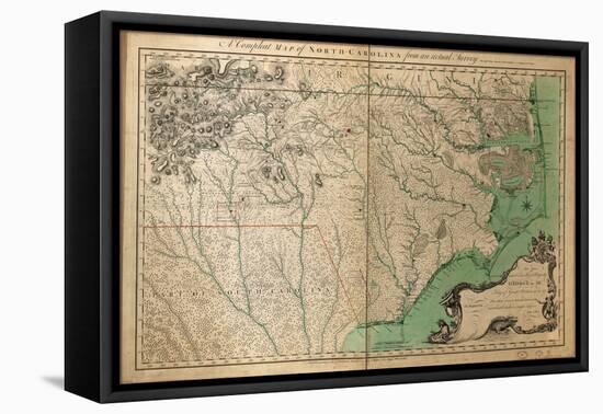 1770, North Carolina State Map with Landowner Names, North Carolina, United States-null-Framed Stretched Canvas