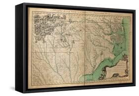 1770, North Carolina State Map with Landowner Names, North Carolina, United States-null-Framed Stretched Canvas