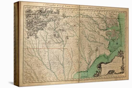 1770, North Carolina State Map with Landowner Names, North Carolina, United States-null-Stretched Canvas