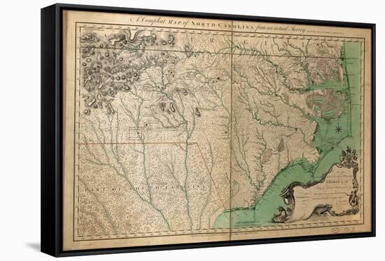 1770, North Carolina State Map with Landowner Names, North Carolina, United States-null-Framed Stretched Canvas