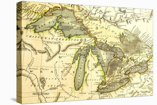 1795 Map Of The Great Lakes-Tektite-Stretched Canvas