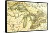 1795 Map Of The Great Lakes-Tektite-Framed Stretched Canvas