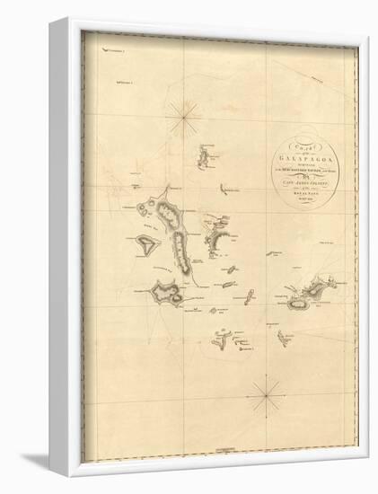 1798 Map of the Galapagos Islands in the Pacific Ocean-null-Framed Art Print