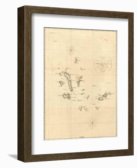 1798 Map of the Galapagos Islands in the Pacific Ocean-null-Framed Art Print