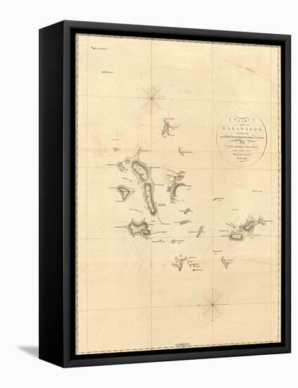 1798 Map of the Galapagos Islands in the Pacific Ocean-null-Framed Stretched Canvas